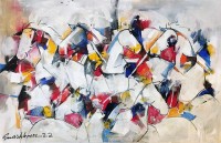 Mashkoor Raza, 30 x 48 Inch, Oil on Canvas, Abstract Painting, AC-MR-564